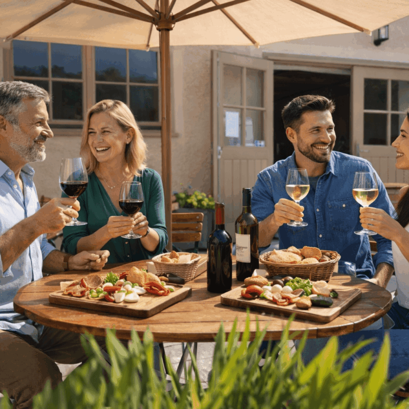 Geselliges Weintrinken im Freien_kleine Datei Geselliges Weintrinken im Freien_kleine Datei